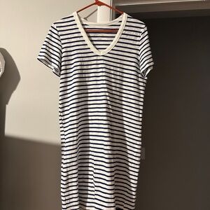 Striped V-Neck T-Shirt Dress